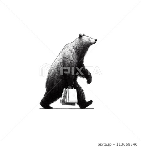 人間味溢れる森の動物達の鉛筆画イラスト 113668540