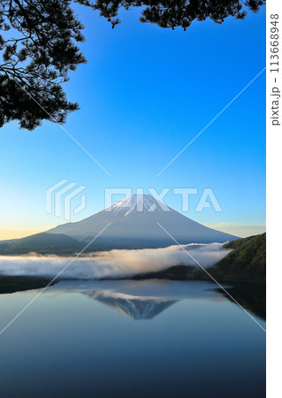本栖湖岡田紅陽の逆さ富士 山梨県 本栖湖岡田紅陽の逆さ富士 山梨県 113668948