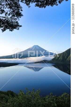 本栖湖岡田紅陽の逆さ富士 山梨県 本栖湖岡田紅陽の逆さ富士 山梨県 113668949