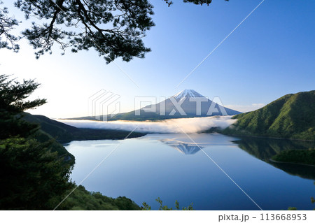 本栖湖岡田紅陽の逆さ富士 山梨県 本栖湖岡田紅陽の逆さ富士 山梨県 113668953