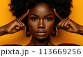 Unapologetically Beautiful, Effortlessly Chic, Confident Young Black Woman Posing with Style, Generative AI 113669256