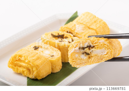 塩昆布入りだし巻き卵 塩昆布入りだし巻き卵 113669781