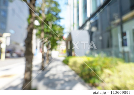 初夏のビジネス街の背景ぼかし 113669895