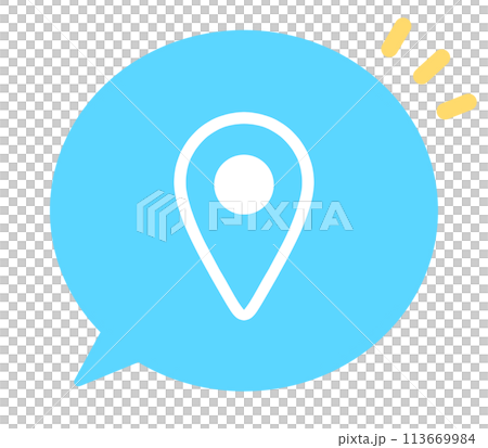 Simple light blue map mark and speech bubble Simple light blue map mark and speech bubble 113669984