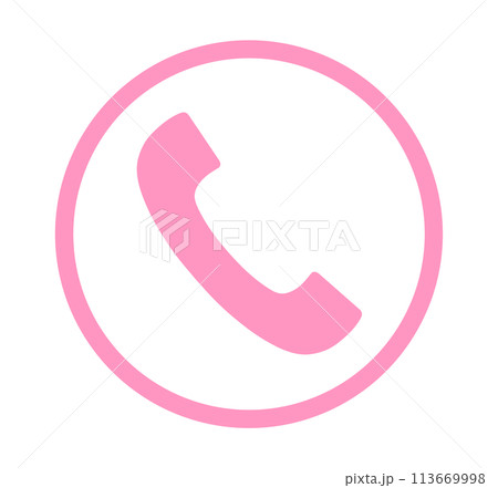 シンプルなピンク色の電話アイコン シンプルなピンク色の電話アイコン 113669998