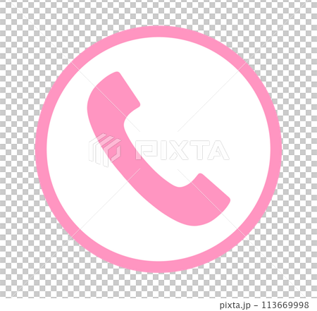 シンプルなピンク色の電話アイコン シンプルなピンク色の電話アイコン 113669998