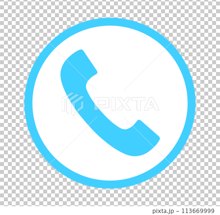 シンプルな水色の電話アイコン	 113669999