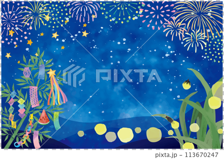 七夕煙火竹飾圖片背景素材 113670247