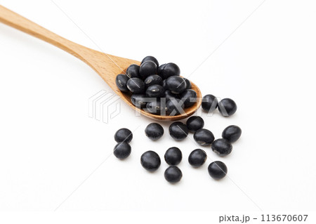 白背景に黒大豆 白背景に黒大豆 113670607