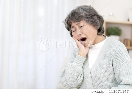 歯が痛いシニア女性 113671147