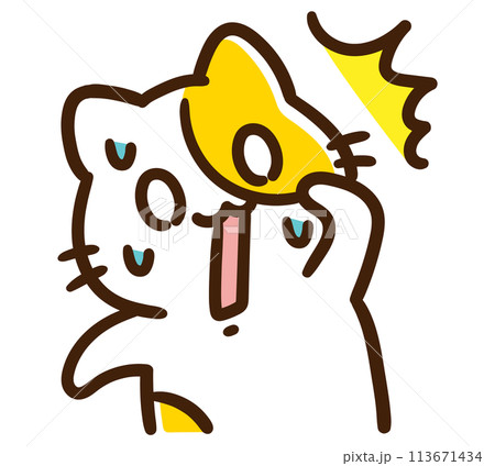 びっくり衝撃を受けるかわいいねこのキャラクターのコミカルなイラストのイラスト素材 [113671434] - PIXTA