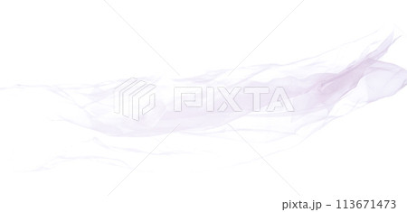 Purple Violet Organza fabric flying in curve shape, Piece of textile blue sky organza fabric throw fall in air. White background isolated motion blur 113671473