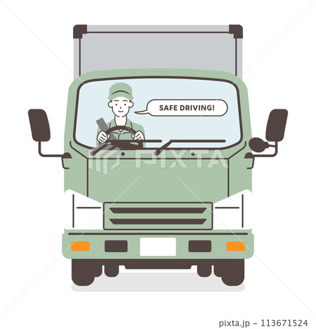 安全運転の大切さを伝えるトラック運転手のイラスト素材 113671524