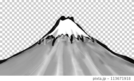 Sumi-e style _ Mt. Fuji landscape illustration _ New Year's card material Sumi-e style _ Mt. Fuji landscape illustration _ New Year's card material 113671918