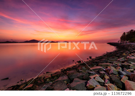 Colourful sky before sunrise at Phuket city 113672296