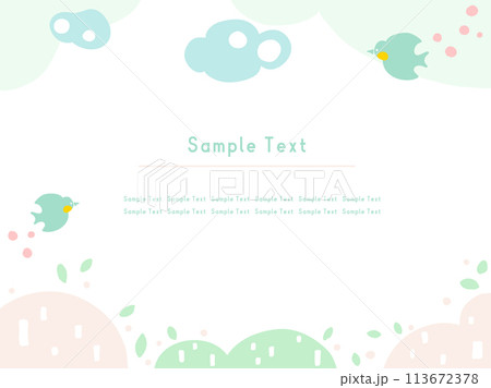 北欧風の背景テンプレート11　燕と山柄 113672378