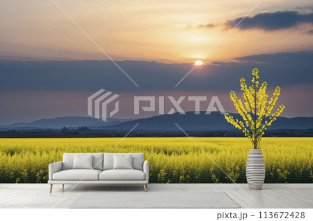 夕日 夕焼け 夕暮れ 113672428