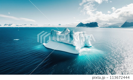 氷山の壮大な景色と温暖化 beautiful glacier and global warming 氷山の壮大な景色と温暖化 beautiful glacier and global warming 113672444