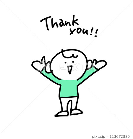 thank you 笑顔でメッセージを伝える男性 113672880