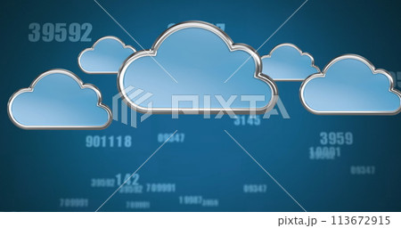 Image of digital interface with icons and data processing 113672915