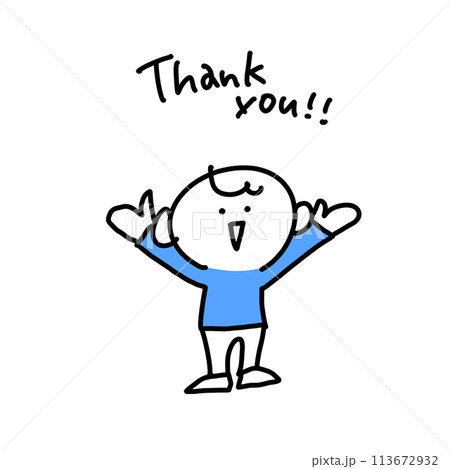 thank you 笑顔でメッセージを伝える男性 113672932