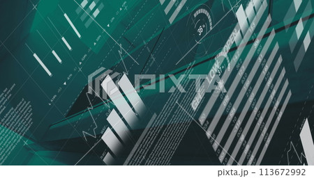 Image of digital interface with icons and data processing 113672992