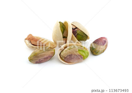 Pistachio nuts in shell isolated on white background 113673493