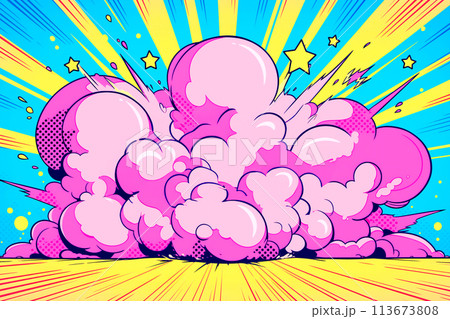 コミックアート風の爆発するポップな背景イラスト コミックアート風の爆発するポップな背景イラスト 113673808