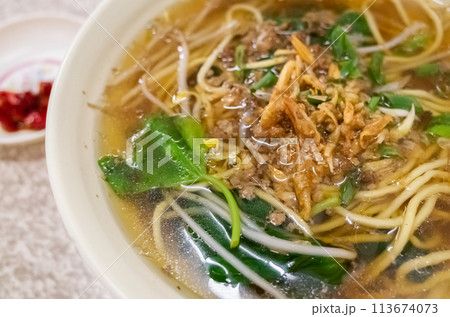pork, pickled mustard green noodles 113674073