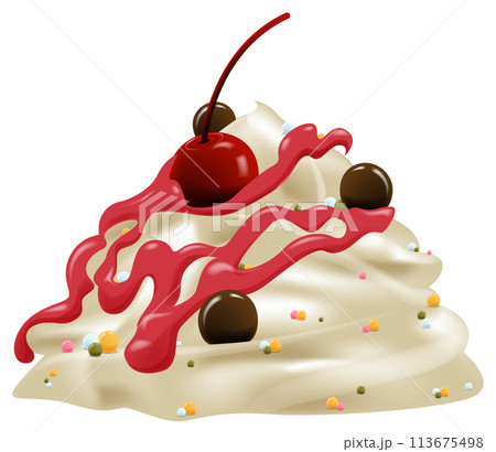 Whipped Cream Delight with Cherry Top Whipped Cream Delight with Cherry Top 113675498