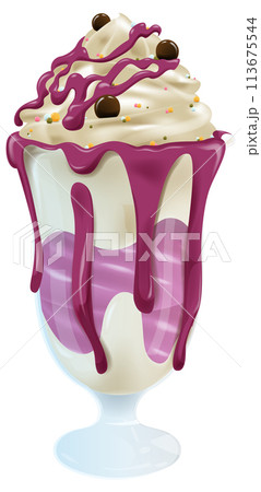 Delicious Sundae with Whipped Cream 113675544