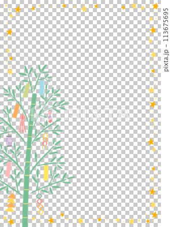 七夕竹葉與銀河插畫背景框架 七夕竹葉與銀河插畫背景框架 113675695