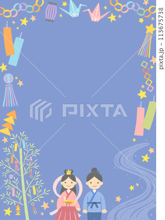 七夕の織姫と彦星のイラスト 背景素材 七夕の織姫と彦星のイラスト 背景素材 113675738