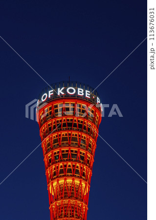 メリケンパーク　神戸ポートタワーの夜景 113676031
