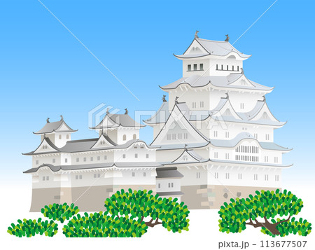 世界遺産の姫路城がある風景 113677507