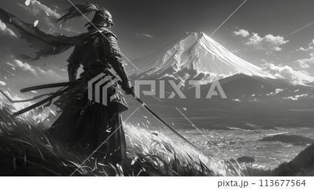 Japanese samurai . noir style 113677564