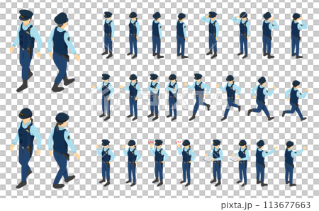 アイソメトリックイラスト:警察官 113677663