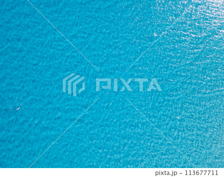 Aerial view of the caribbean sea in Cancun, Mexico 113677711