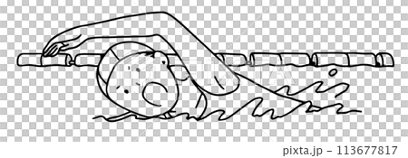 女人游泳時爬行的線條畫 113677817