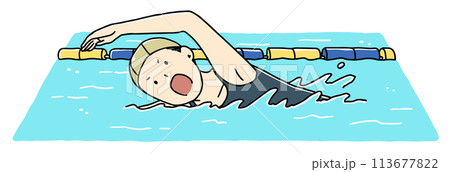 水泳でクロールをする女性 113677822