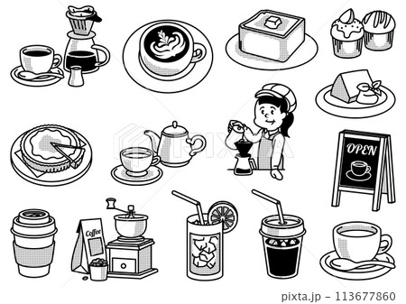 カフェのイラストセット 113677860