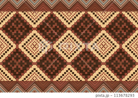 Navajo tribal vector seamless pattern. Native American ornament. Ethnic South Western decor style. Boho geometric ornament. Vector seamless pattern. Mexican blanket, rug. Woven carpet illustration. Navajo tribal vector seamless pattern. Native American ornament. Ethnic South Western decor style. Boho geometric ornament. Vector seamless pattern. Mexican blanket, rug. Woven carpet illustration. 113678293