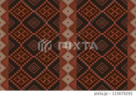 Navajo tribal vector seamless pattern. Native American ornament. Ethnic South Western decor style. Boho geometric ornament. Vector seamless pattern. Mexican blanket, rug. Woven carpet illustration. 113678295