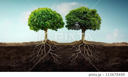 Two Trees With Roots Underground, Growth,...のイラスト素材 [113678499] - PIXTA