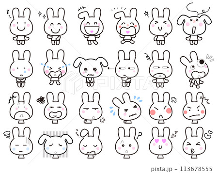 可愛いうさぎの表情セット 113678555