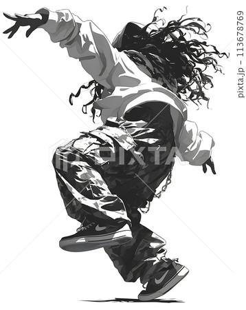 ヒップホップダンサーのシルエット　AI 113678769