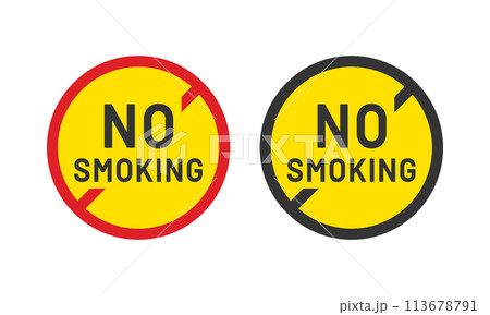 禁煙ラベル NO SMOKING 赤と黒 禁煙ラベル NO SMOKING 赤と黒 113678791