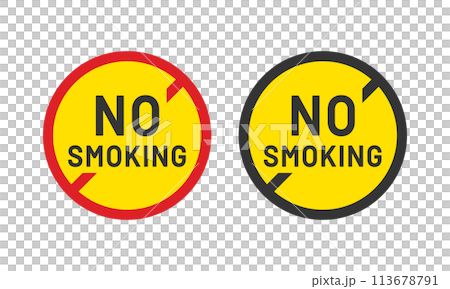 禁煙ラベル NO SMOKING 赤と黒 禁煙ラベル NO SMOKING 赤と黒 113678791
