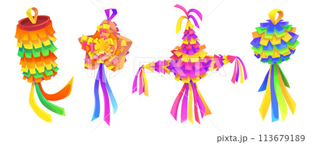 Traditional Mexican paper pinata for party Traditional Mexican paper pinata for party 113679189