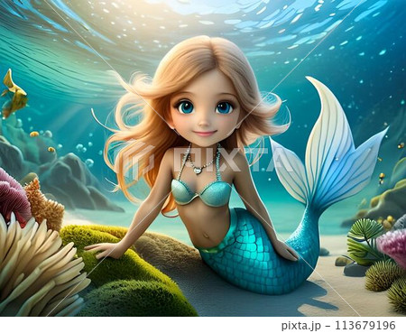オリジナル 手描きイラスト 「海の始まり」ファンタジーイラスト